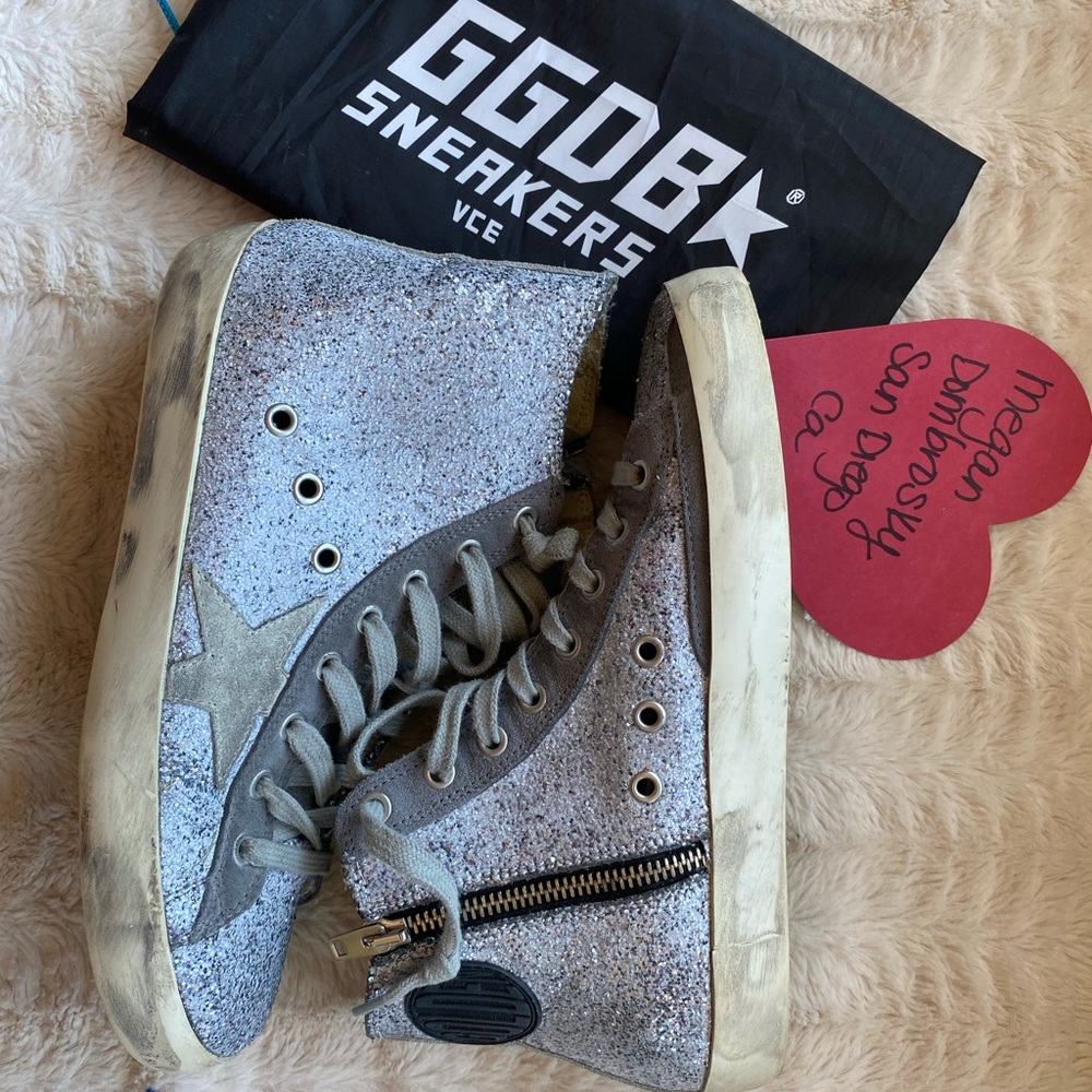 GOLDEN GOOSE GLITTER GREY SILVER FRANCYS EUC 38 - Picture 8 of 17